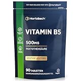 Vitamin B5 Pantothensäure 500mg | Hochdosiert | 90 Vegan Tabletten | Pantothenic Acid | Horbaach