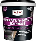 MEM Reparatur-Mörtel Express, Extrem schnell erhärtender Zementmörtel, Speziell für Schnellmontagen, Erreicht Endfestigkeit in nur 15 Minuten, 1 kg, Grau