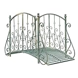 Zen-Gartenbrücke aus Metall, 152,4 cm, mit Sicherheits-Seitennägeln, dekorativer Fußbrücke, zartes Blumenschnörkelwerk für Bachlauf, Fischteich, antik, einfache Montage und langlebig