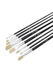 Elan Flache Pinselset mit Langer Griff, 8X Flachpinsel für Ölfarben, Borstenpinsel mit synthetischem Schweinshaar, Künstlerpinsel Set, Öl Pinsel Set, Malerpinsel, Flat Paintbrush Set