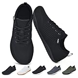 Merdoo Barfuss Schuhe Damen Barfußschuhe Herren Minimalistisch Sneaker Frauen Fitnessschuhe Hallenschuhe Walkingschuhe Barefoot Shoes Schwarz 41