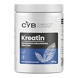 CYB Kreatin (Creatine) Pulver 500 g – 100 % reines mikronisiertes Kreatin (Creatine) Monohydrat – Optimal Hochdosiert & ohne Zusätze – 143 Tage Vorrat – Vegan - Geschmacksneutral - Umweltfreundlich