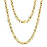 VEXXS Kette Herren 4/6mm, 18K Gold beschichtet Edelstahl Königskette, Byzantinische Goldkette für Herren Damen Mädchen Männer Jungen, Hip Hop Schmuck Geschenk,45-65cm