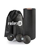 RELEXA Faszienstarterset | 5-Teiliges Set Zur Massage Bei Rückenschmerzen & Als Fitness-Training Zubehör | Angenehmes Material & Recyclebar | Schwarz