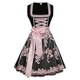 Dirndl Damen Midi, Dirndlkleid Damen Elegant Lang, Oktoberfest Damen Outfit Dirndl, Trachtenkleid Damen, Dirndl Schürze Spitze Komplettsets trachtenrock knielang, Oktoberfest Kostüm Kleidung 2024 M