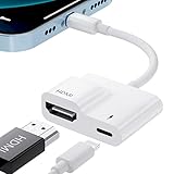 iPhone HDMI Adapter, 1080P iPhone mit TV verbinden HDMI Video & Audio Sync Bildschirm, HDMI Adapter für iPhone zu TV Kompatibel mit iPhone 14/13/12/11/XR/XS/X/8/7【Keine Stromversorgung erforderlich】