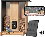 NETVUE Birdfy Vogelfutterhaus mit Kamera zur Live-Beobachtung Nachtsicht, Solarbetrieb Bambus WLAN Vogelfutterstation für automatische Videoaufzeichnung bei Vogelbesuch