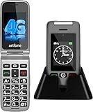 artfone G6 4G Seniorenhandy Klapphandy Ohne Vertrag丨Großtasten Mobiltelefon丨SOS Notruftaste丨Ladestation丨Lautsprecher丨Kurzwah丨2,4 Zoll Zweibildschirm丨Handy für Senioren丨FM Radio丨1300mAh Akku - Grau