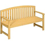 Outsunny 2-Sitzer Gartenbank mit Lattenrost und Rückenlehne, Fichtenholzbank, 143x51x85 cm, holzfarben