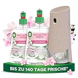 Air Wick Active Fresh – Starter Set – Aeorosolfreier, automatischer Lufterfrischer – Raumduft Jasminblüte – 2 x 228 ml Nachfüller + Gerät