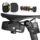 Lumiere & Co. Falcon Magnetische Satteltasche – 0,37 l | 12,7 cm x 7,6 cm x 3,8 cm | Schlankes, minimalistisches Design, schnelle Befestigung mit Magnetverschluss | Fahrradtasche (Schwarz, Klein)