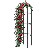 GARDEBRUK® Rosenbogen 240x140x37cm aus Metall Stabil Rostbeständig Pulverbeschichtet Schwarz Rankgitter Rankhilfe Rankbogen Metallbogen Gartenbogen