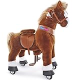 PonyCycle Klassisch mechanisches Pferdespielzeug Kinderfahrrad Kinderroller (mit Bremse und Klang/ 90 cm Höhe/Größe 4 für Alter 4-8) Pony-Fahrradfahrt auf braunem Pferd Plüschtier Modell Ux424