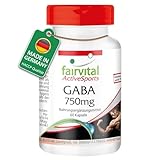 Fairvital | GABA Kapseln 750mg - 60 Kapseln - HOCHDOSIERT - 1500 mg pro Tagesdosis - VEGAN - Gamma-Aminobuttersäure