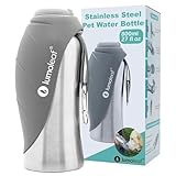 LumoLeaf Hundetrinkflasche für unterwegs, 800ml Edelstahl Trinkflasche Hund, Tragbare Haustier Wasserflasche, Hunde Wasserspender Reise Zubehör für Wandern und Campen (Grau)