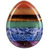 Amogeeli Handschmeichler Chakra Stein Edelstein Daumenstein für Angst und Stress, Tropfenform Kristall Energiestein Massagestein Worry Stone für Reiki Heilung, Meditation