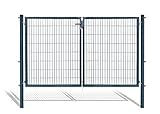 Koll Living Garden Doppelflügeltor für Stabmattenzaun, Anthracit oder Grün, verschiedene Höhen wählbar - inklusive Pfosten und passenden Anschlussstücken (Doppeltor H 160 x B 300 cm)