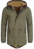 Indicode Herren Barge Winterjacke m. Kapuze & Teddyfutter | Winterparka Herrenjacke Parka Army L