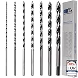 AM-Zerspanungstechnik Holzbohrer Set lang (7-teilig) | Schlangenbohrerset Ø4, 5, 6, 7, 8, 10, 12 x 230mm | Profi Bohrer Set für Holz | Holzspiralbohrer, lange Schalungsbohrer, Lochbohrer Holz
