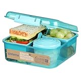 Sistema Bento-Box | 1,25 L | Brotdose für Pause mit Fächern und Snackbox | BPA-frei | hergestellt aus Ocean Bound Plastic | Teal Stone | 1 Stück, Mintgrün (Recycelter Kunststoff)