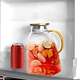1.8L/63oz Glaskaraffe, Karaffe Glas mit Deckel, Wasserkaraffe aus Borosilikatglas, Getränkekaraffe Wasserkrug für DIY Getränke, Saft, Tee, Milch