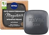 NIVEA MagicBar Feste Gesichtsreinigung Intensives Peeling (75g), mattierendes Gesichtspeeling gegen Mitesser, zertifizierte Naturkosmetik mit Aktivkohle