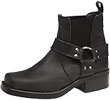 Gringos M486 Harley Leder-Stiefeletten für Herren, Biker-/Cowboy-Stil, Schwarz - schwarz - Größe: 43