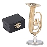 HERCHR Miniatur-Baritonhorn, Classic Cantabile, Tuba-Miniatur-Replik Mit Ständer, Mini-Musikinstrument Ornamente Dekoration Tischdeko Für Wohnzimmer/Kinderzimmer/Büro, Geschenke, Souvenirs