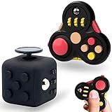 Steemjoey 2PCS Anti-Stress Würfel Spielzeug Fidget Toys Cube Toys Set, Fidget Pad Controller, Geschenk lindert Stress und Angstspielzeug für ADD ADHS Autismus Kinder und Erwachsene (Schwarz)