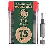 Wiha Essential Impact Bit-Box 15-tlg. I Bit Set T 15, 50 mm (1/4') I Bitbox I Bitsatz für Akkuschrauber I Schlagschrauber Bits in Tic Tac-Box (45607)
