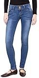 Sotala Damen Jeans Röhrenjeans Skinny Slim Fit Hose Hüftjeans Stretchjeans 3 Knopf Blau