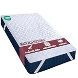 Utopia Bedding Gesteppte Matratzenauflage 140 x 200 cm, Weicher Mikrofaser-Matratzenbezug, Gesteppter Matratzenschoner Mit elastischen Bändern, 4 Eckgummis dehnbar bis zu 30 cm (Weiß)