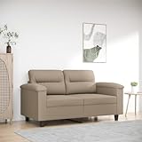 QJBSAVVA 2-Sitzer Sofa Taupe Mikrofasergewebe 150 x 77 x 80 cm Bequemes Polstersofa mit Metallgestell Modernes Design für Wohnzimmer und Balkon
