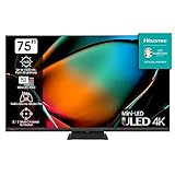 Hisense 75U8KQ Mini LED 4K ULED Smart TV - - 190,5 cm (75 Zoll) Dolby Vision IQ & Atmos, 120Hz Panel, Game Mode Pro, UHD AI Upscaler, HDR10+, Bluetooth, Apple AirPlay, Alexa, anthrazit [2023]