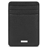 REDOLZ Leder Geldklammer/Kreditkartenetui Slim | RFID-Schutz & 3 Kreditkartenfächer & 2 Steckfächern | Maße 7 x 0,5 x 10 cm (schwarz)