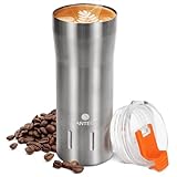 SANTECO Thermobecher 500ml, Kaffeebecher to go 18/8 aus Edelstahl Doppelwandig isoliert - Hält 10 Stunden Heiß - 100% auslaufsicher trinkbecher mit transparent deckel BPA-freier