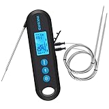 Inkbird Fleischthermometer Kabellos IHT-2PB, USB Wiederaufladbar Fleischthermometer Bluetooth mit 2 Externe Sonde, Magnetisch Bratenthermometer Küchenthermometer zum Grillen, Kochen & Backen