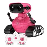 ALLCELE Roboter Kinder Spielzeug Mädchen RC Roboter Spielzeug mit Fernbedienung, Süß Aussehen, Interessant Musik LED Eyes and Flexible Arms, Ideal Christmas Birthday Gifts for Children 3+ (Rosarot)