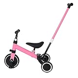 Dreirad, höhenverstellbar, 2-in-1, Laufrad, Dreirad, für Kinder von 1-3 Jahren, Dreirad für Babys, skalierbares Babyfahrrad, sicher und bequem, abnehmbarer Putter (Rosa)