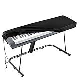 Abdeckung für Klaviertastatur, Stretch-Samt Schutzabdeckung mit verstellbaren, elastischen Schnur und Verriegeln für 88 Tasten-Tastatur, Digitalpiano Yamaha Casio Roland Konsolen und mehr (schwarz)