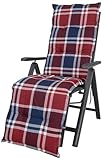 Auflage Relaxliege Naxos 10539-100 blau-rot kariert 172x50x6 cm Sun Garden