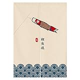 Japanischer Noren Türvorhang Tapisserie Koinobori und Welle Türvorhang Ukiyoe Raumteiler Heimdekoration 84 x 150 cm