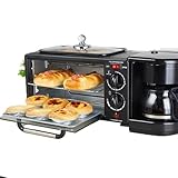 Pizzaofen Kaffeemaschine, 9L 3-in-1 Frühstücksmaschine, Multifunktions Küchengeräte Kleine Antihaftbeschichtung, für Wohnungen Küchenküchen Hausgemachte Sandwich Würste Eierkuchen Kaffee