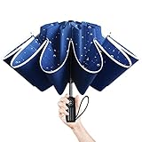 Moorrlii Reverse Folding Regenschirm Sturmfest Groß, Auf-Zu-Automatik, Winddicht und Wasserdichter Faltschirm für Damen und Herren, Golfschirm,Faltbarer Umbrella mit Reflektierende Streifen