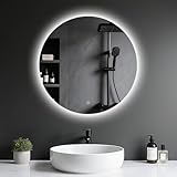Archaluxe Badspiegel mit Beleuchtung - LED-Badezimmer-Spiegel-Round 50cm,Touch-Schalter,Dimmbar,3 Lichtfarben, Speicherfunktion, Badezimmerspiegel mit HD Sicherheitsgla - Explosionsschutz Wandspiegel