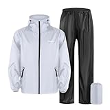 Generisch Regenanzüge Herren Reflektierender Regenbekleidung Wasserdichte Zweiteiler 2 Teiler Regenjacke Mit Kapuzen Und Regenhose Atmungsaktive Leichte Outdoorwear Ultra Light Sommeranzug