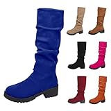 Generisch Kniehohe Stiefel Kniehohe Stiefel Damen Hoch Langschaftstiefel Blockabsatz Rutschfest Hohe Schlupfstiefel Weitschaftstiefel Dicker Sohle Halbstiefel Damen Boots Schwarz