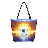 MeetuTrip Fußball-Einkaufstasche für Damen, groß, wiederverwendbar, Einkaufstasche, Sport, Fußball, lässige Schultertasche für Schule, Teenager, Mädchen, Damen, Reisen, Strand, Lehrer