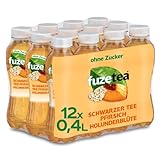 Fuze Tea Holunderblüte - erfrischende Fusion aus Tee, Saft und Kräutern mit Kombination aus Pfirsich und Holunderblüte - ohne Zucker - Einweg Flaschen (12 x 400 ml)