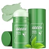 2 Stück Green Mask Stick, Porenreiniger für reine Haut, Feuchtigkeit & ölfreie Balance - Tiefenreinigung Maske mit Grüntee, praktischer Stick gegen Unreinheiten